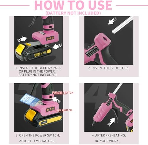 100W Cordless Glue Gun for Dewalt 20V MAX Battery- 20 Full Size Glue Sticks