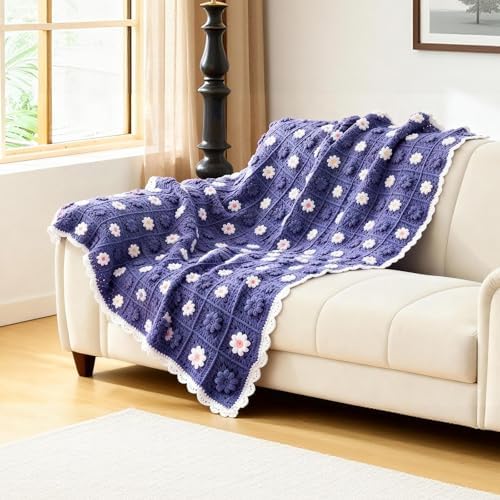 HUYEIOBGD Crochet Daisy Blanket Weaving Set Suitable for Beginners, Basic Crochet Learning kit with Tools and Video tutorials