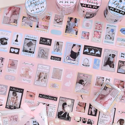 PET Washi Tape Stickers for Journaling Supplies,Phone Journal Tape Stickers