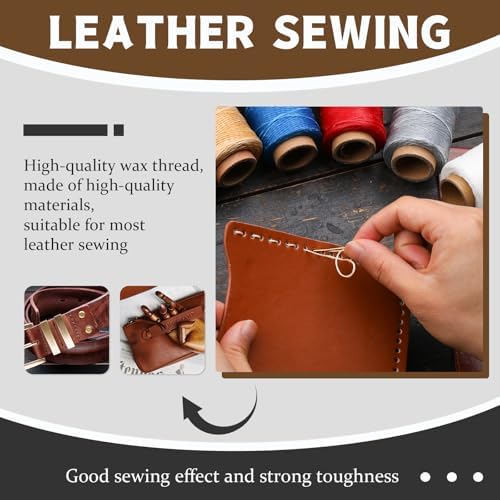 Jupean Waxed Thread for Leather Threads Red Thread Leather String Cord
