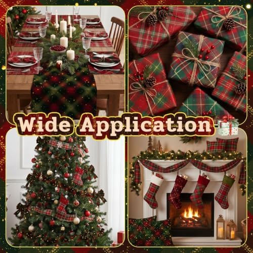 HunnmingRe 20 Pcs 10''x10'' Christmas Tartan Plaid Quilting Fabric Square