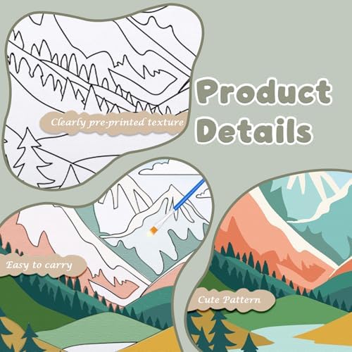 Anseal 12 Packs Pre Drawn Canvas to Paint, 4" X 4" Landscape Pre-Printed Canvas Paint Party for Adult, Stretched Outline Painting Boards for Beginners, Party Favor