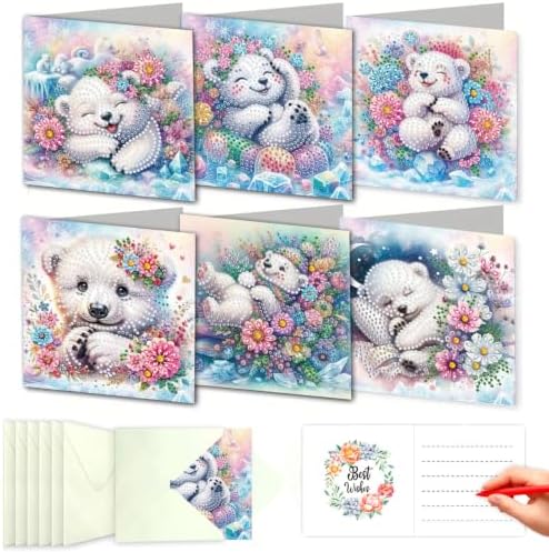 DDGYP 6 Pack Diamond Art Cards with Envelopes, 5.9x5.9 Inch Folded