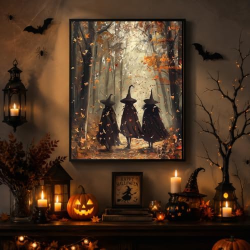 Witch Paint by Numbers Kit for Adults Beginner with Framed 10x12 Inch