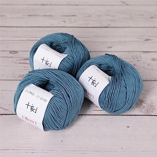 Fine Weight Knitted and Crocheted Cotton Yarn, 100% Long Staple Cotton Yarn, Baby Sports, 2 Packages of 100g/3.52oz (Per Skein 50g/162yards) - Blue Shadow