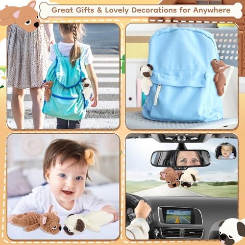 Crochet Kit for Beginners- Teacher Appreciation Gifts, 2 PCS Pug and French Bulldog Crochet Kits for Adults, Sleeping Dog Crochet Kit with Step-by-Step Video Tutorials Instructions DIY Knitting Kit