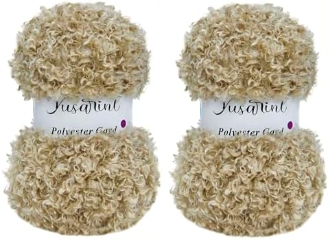 (32 Colors Available) Yusarinl 2 Skeins Teddy Bear Yarn,Fuzzy Yarn for Crochet Polyester Plush Fur for Crafts Fluffy Fuzzy for Knitting(6.7 oz, 80 yds)-Light Khaki