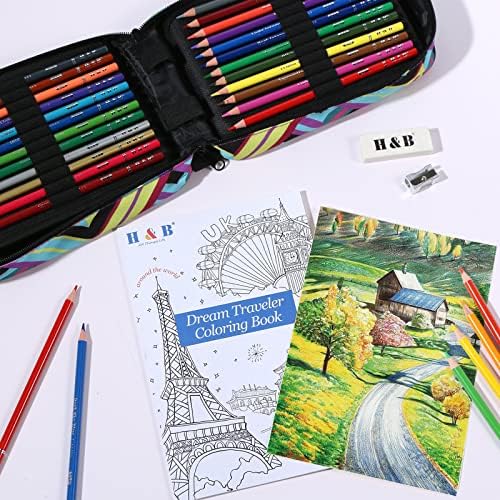 H & B 72 Colored Pencils Set, Art Pencil Kit for Adult Coloring,Oil Based Soft Core, Ideal for Coloring Sketching Shading,Art Set for Kids Teens Beginner Wooden Color Pencils