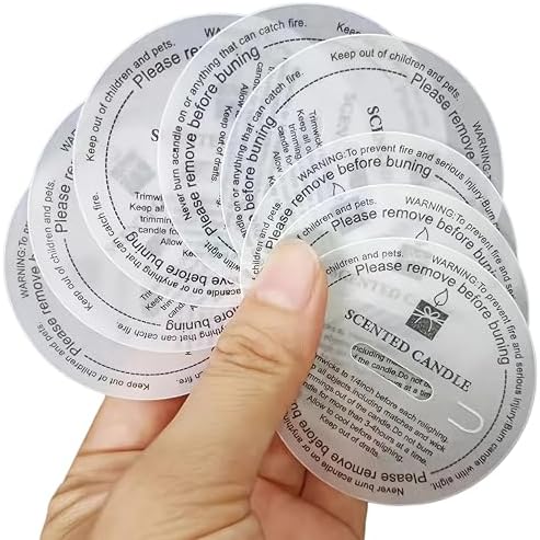 Round Candle Warning Safety Stickers,Labels with Burning Instructions