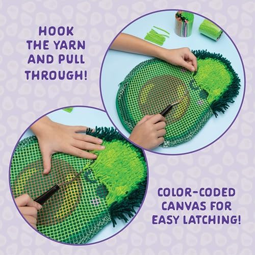 LatchKits Avocado Pillow - Latch Hook Kits for Kids, Arts and Crafts, Yarn Art, Kids Crafts, Toys for Girls, Birthday Gift for Girls, Easy to Follow Pattern, Hook Included, Craft Kits, Ages 6+