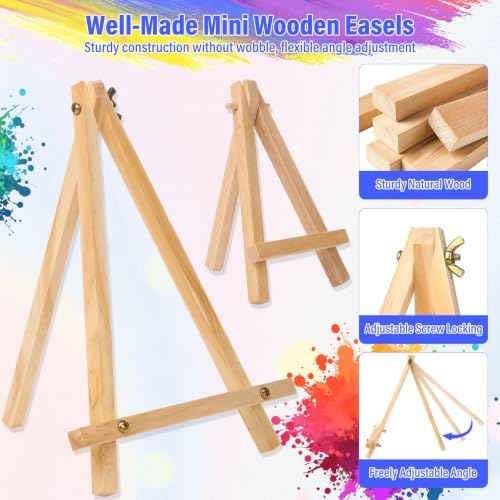 Jupwalz 24 Pack Wood Easels for Painting and Display (9 Inch & 5 Inch)