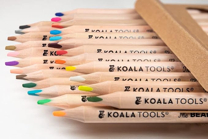KOALA TOOLS - Bear Claw Colored Pencils for Adults and Kids, Water Soluble Color Pencils with Triangular Grip for Art and Shading, Includes Neon and Metallic Colors, Pack of 24