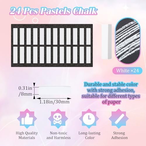 Watersay 24 Pcs Soft Pastel Drawing Chalk Set Square Sketch Chalk Non-toxic Artist Pastel Sticks for Professional Artists and Art Lovers(30 x 8 x 8 mm,White Color)