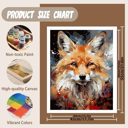 XTCIXAL Paint by Numbers Kit for Adults, Fox - 16X20 Inch