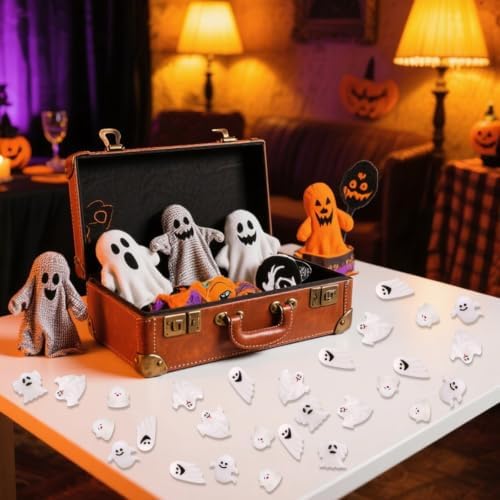 Lyreh 210pcs Mini Resin Ghost, 5 Styles Resin Funny Miniature Ghosts