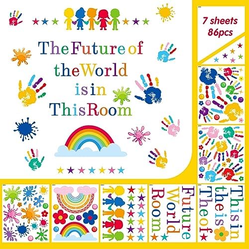 AOWDIAO Inspirational Kids Classroom Wall Decals – The Future of the World Is in This Room Quote – Peel and Stick Vinyl Sticker for School, Nursery and Playroom Decor