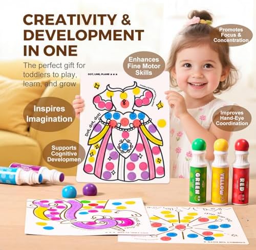Jar Melo Washable Dot Markers for Toddlers, 12 Colors, Large 60ML
