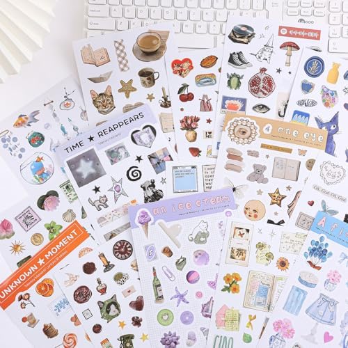 Girl's Korean Sticker Book, Food and Daily Life Theme - 1300+ Cute Dream Style Foodie Stickers, for DIY Scrapbooking Journaling Handbook Decoration Pink