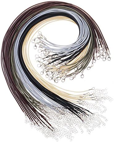 Paxcoo 50Pcs Necklace Cord with Clasp Bulk for Necklace Bracelet Jewelry Making Multicolor