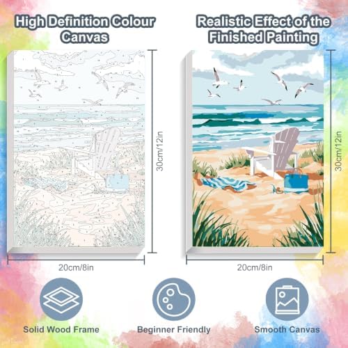 Kalonyth Beach Framed Paint by Numbers Kit for Adults Beginner 8x12 inch