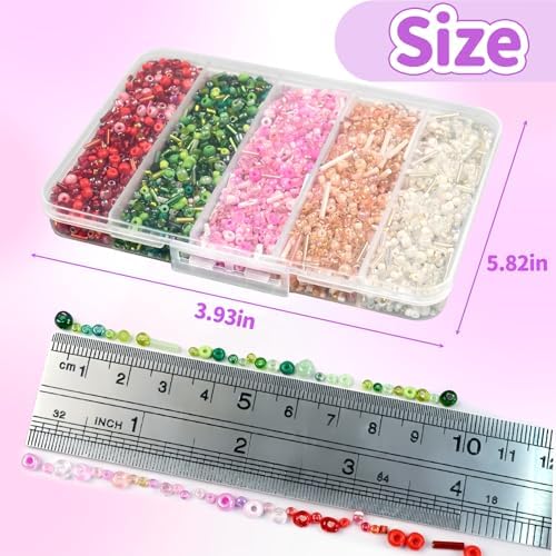 VvLons Mixed Craft Beads, 10000Pcs/200g Glass Seed Beadss Tube Bead Bugle Bead 1-5 mm Small Loose Bulk Spacer Beads for DIY Necklace Earring Bracelets Jewelry Making