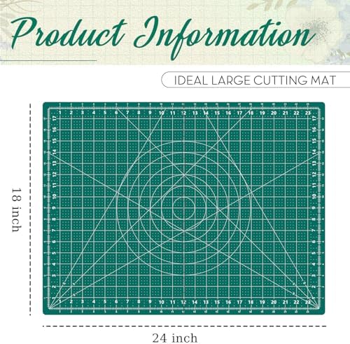 Teenyyou 18" x 24" Self Healing Travel Folding Cutting Mat with Grid for Quilting Sewing Craft Hobby Board Sewing Cutting Mat for Quilting Leather Fabric Crafting Scrapbooking Art Clay, A2+, Green
