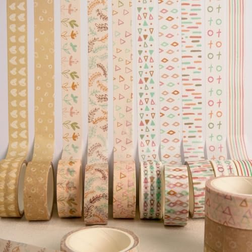 Washi Tape Set 10 Rolls, Boho Decorative Paper Sticker