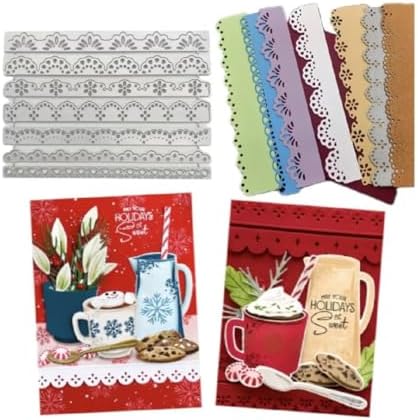Scrapbooking Die-Cuts for Card Making, Christmas Metal Cutting Dies, Paper Craft Punch Template, Background Embossing Stencils, DIY Album Décor (Lace Wave Border Set- 15x10.8cm)