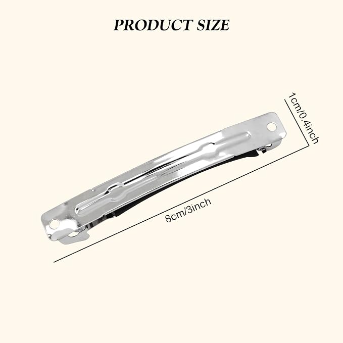 Dizila 20 Pieces 8cm/3" Plain Blank DIY Craft Project Silver Metal French Hair Barrettes with Strong Hold Snap Hair Clips Accessories for Women Girls Teens