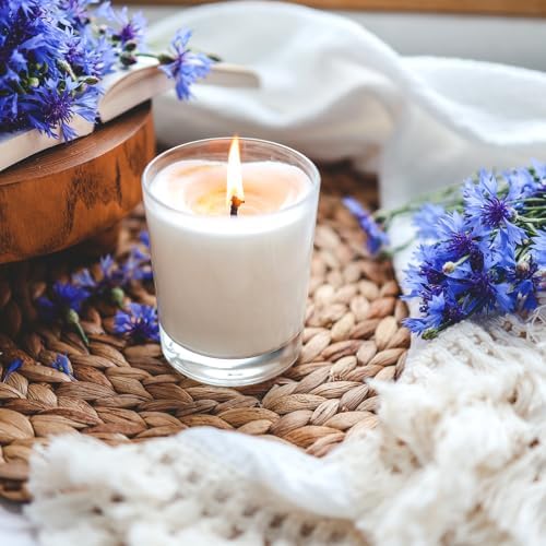 Thick Candle Jars for Making Candles 20 Pcs, 7 OZ Empty Jars with Wood Lids for Candle Making, Sample Container, Clear