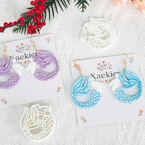 Xaekicr Dragon Mermaid Polymer Clay Cutters Set – Fantasy Clay Earring Cutters for DIY Jewelry Making – Polymer Clay Molds and Clay Tools