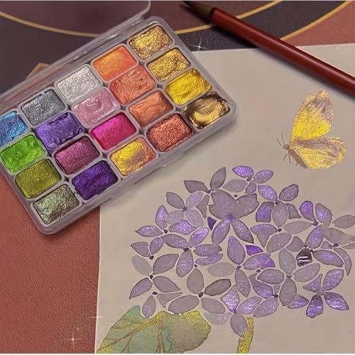 Forestry Shifting Watercolor Painting Set，24 Colors Watercolor Painting Set，Metallic Watercolors，Glitter Watercolor Paint For Children Adults Art Paint (Starlight 24 colors 1 ml（1* Pen）)