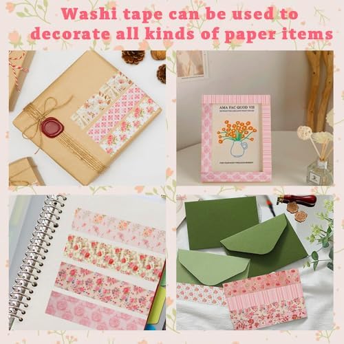 12 Rolls Floral Washi Tape,Cute Washi Tape,Flower Tapes for Journaling Supplies,Stickers for Journaling,Colorful Stickers for Scrapbooking,Motehr Gifts for Mothers Day,Teacher Gifts
