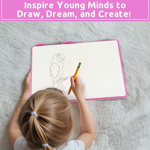 VOTUM Fuzzy Sketch Book: Personalized Artist Sketchbook: Sketching, Drawing and Creative Doodling. Notebook and Sketchbook to Draw and Journal (Pink Bear)