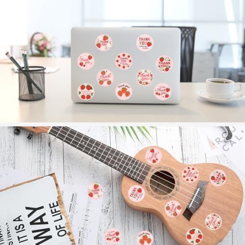 Strawberry Stickers,500Pcs Red Glitter Laser Strawberry Decals for Kids Fruit Themed Party Decor Scrapbooking Card Making Gift Wrapping Classroom Rewards 2