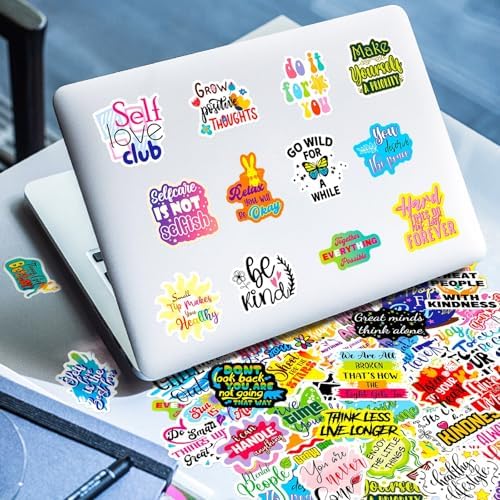 400PCS Inspirational Stickers, Holographic Motivational Sticker for Journal, Laptops, Positive Affirmation Quote Stickers - Waterproof Vinyl Scrapbook Sticker for Adults, Kids, Teachers, Classroom