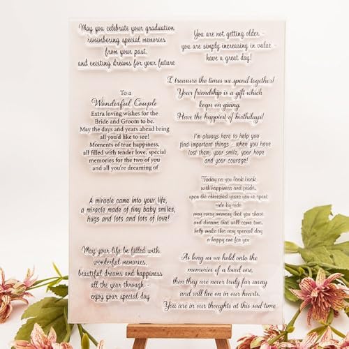 Small Blessing Background Great Day Happy Birthday Freshman Graduation Memories Clear Stamps Transparent Silicone Stamp Album Cards Rubber Stamp for Card Making Decoration and DIY Scrapbooking