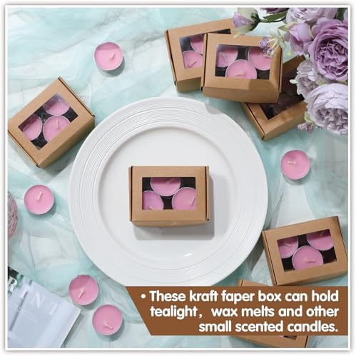 Zonon 100 Pcs Mini Kraft Soap Boxes with Window Homemade,Brown