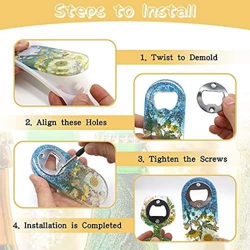 Bottle Opener Resin Molds, Lovppy Beer Opener Silicone Molds, Epoxy Resin Casting Molds, Beer Spanner Kit with Screwdriver and Patch, DIY Jewelry Craft Mold for Bottle Opener Keychain Wine Corkscrew