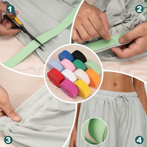 Airisoer Elastic Bands for Sewing 12 Rolls 1 Inch x 2.2 Yards,Bright Colors