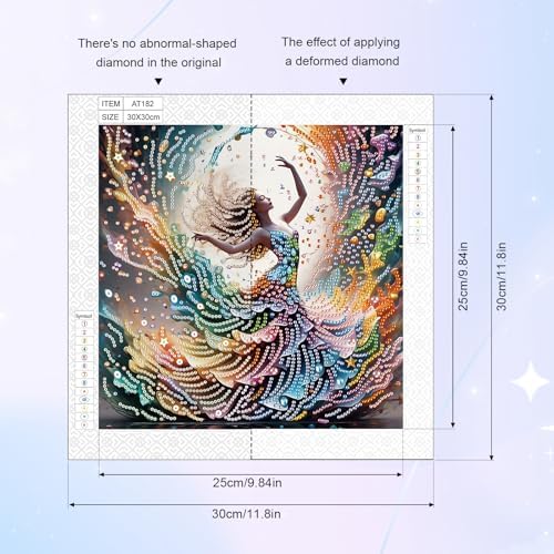 AiYuanzsh DIY Diamond Art Painting Kits for Adults, 5D Special Shape Crystal Rhinestone Diamond Art Kits for Beginners, for Home Wall Decoration Gift 12x12 inch, Beautiful Dancer