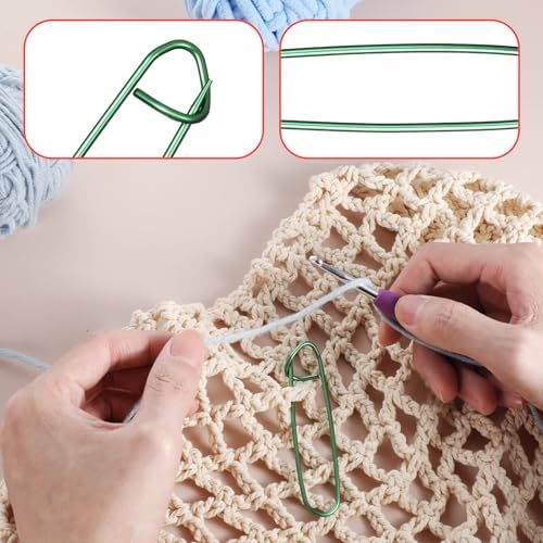 12PCS Knitting Stitch Holder, 6 Sizes Aluminum Yarn Stitch Holder, Colorful Stitch-Markers for Crocheting, Versatile Practical Knitting-Crochet Tools for Knitting, Sewing and Crocheting