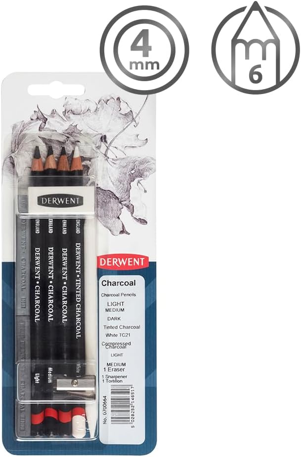 Derwent Charcoal Mixed Media, Pack, 8 Count (0700664)