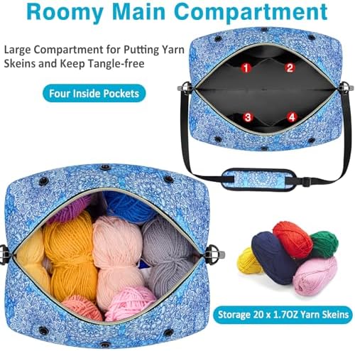 IBFUN Crochet Yarn Knitting Bag Organizer for Knit Accessories Hooks