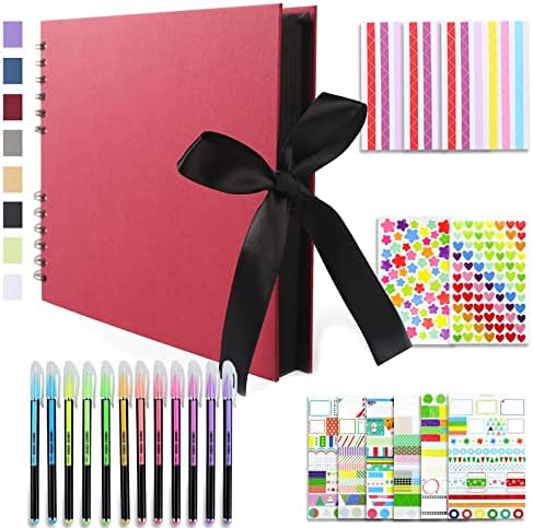 Vienrose Scrapbook Album 80 Pages 11x8 Inch Black | Kraft Paper, Diy Photo Album With Accessories, Memory Book, Wedding Birthday Travel Valentine