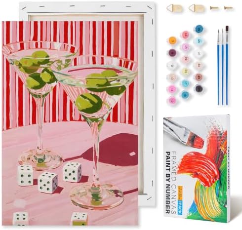 Cocktails Framed Paint by Numbers Kit for Adults Beginner 8x12 inch