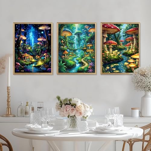 3 Pack Diamond Art Kits for Adults,Magic Mushroom Diamond Painting Kit