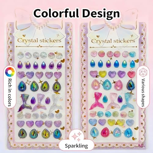 【2 Sheets】 Airy 3D Puffy Stickers, Resin Decorative Stickers, Cute Small Stickers for Kids，Girls, Adults, Reusable Tiny Stickers for Phone Case, Notebook - Perfect for Craft and GIF (Gentle)