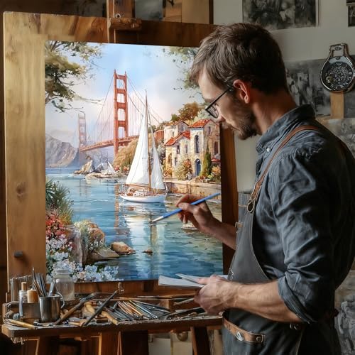 Reivworl Landscape Paint by Numbers Kit for Adults, Landscape Paint by Number for Adults Beginner, Painting by Number Kits for Gifts and Wall Decor 16x20Inch