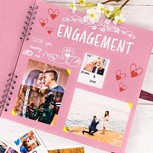 Bstorify Square Scrapbook Photo Albums 80 Pages (11 x 11 Inch) Pink | Hardcover with Thick 200 GSM Kraft Paper, Ideal for Your Scrapbooking Albums, Art & Craft Projects (Pink, 11 x 11 Inch)